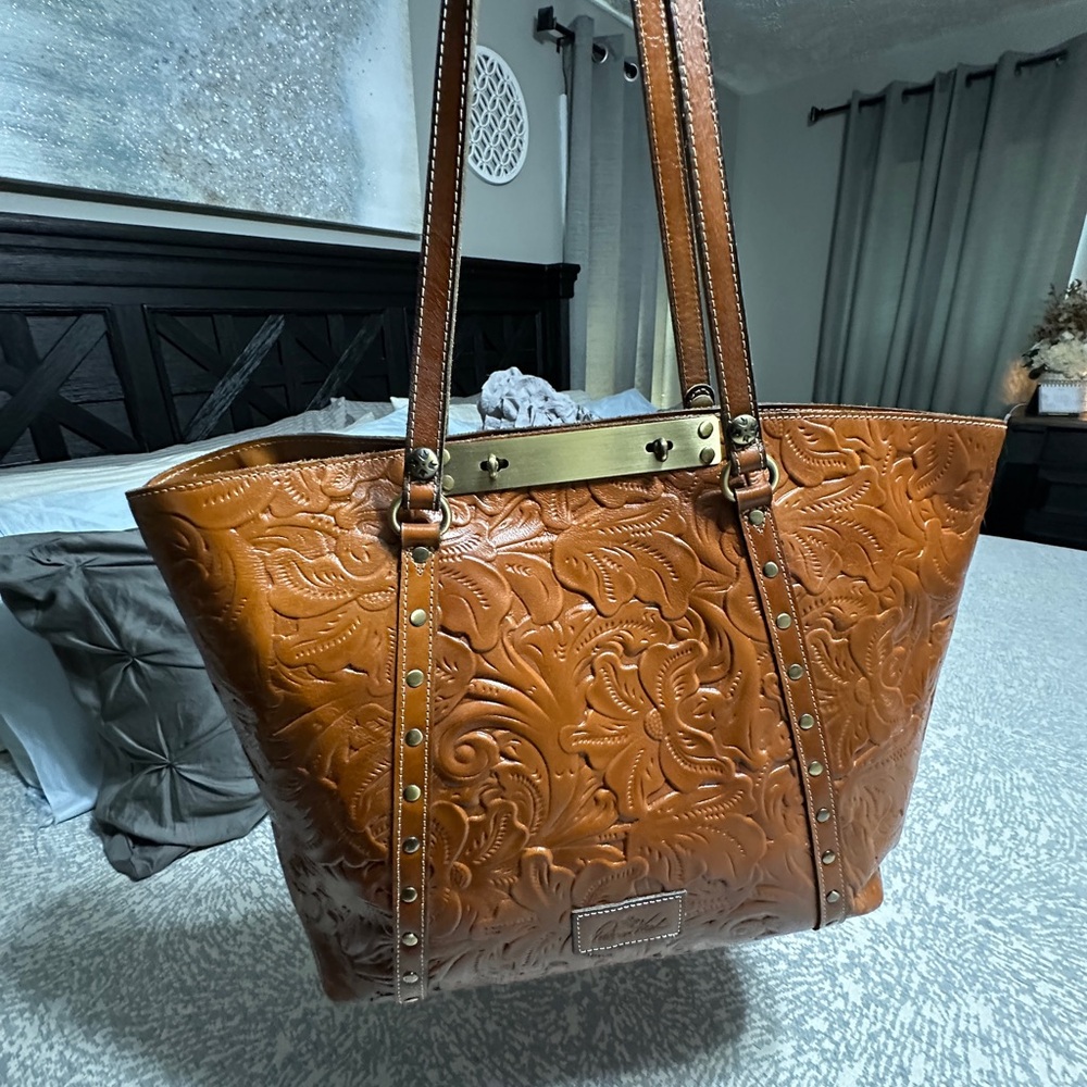 Patricia Nash Tan Leather Embossed Tote